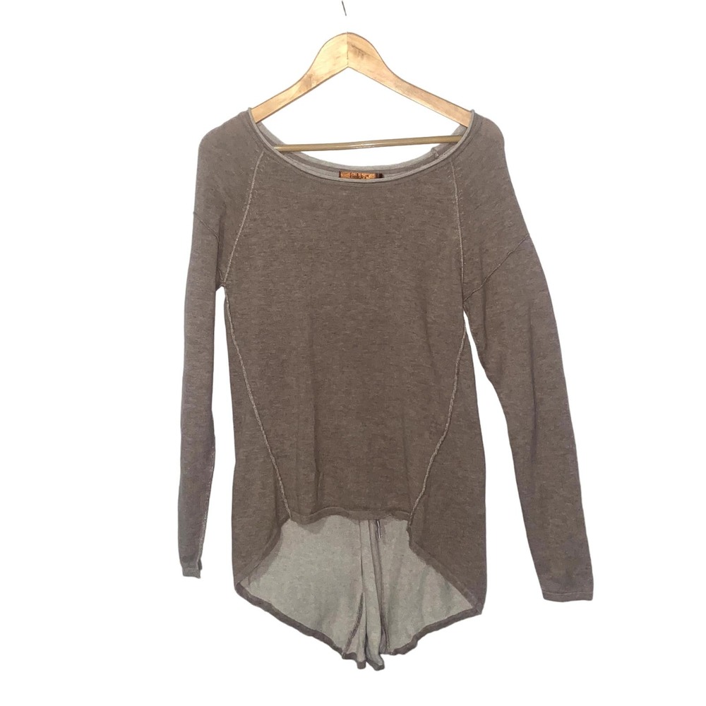 Belldini Sweater Women Small High Low Lagenlook Tan *